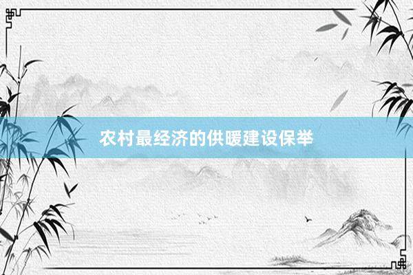 农村最经济的供暖建设保举