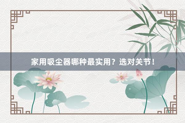 家用吸尘器哪种最实用？选对关节！